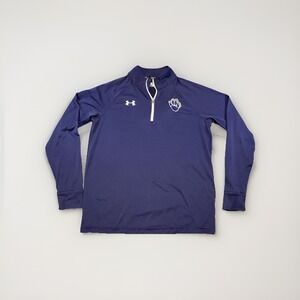 Under Armour 1/4 Zip Shirt All Season Gear Mens Small Pitt U Blue Long Sleeve